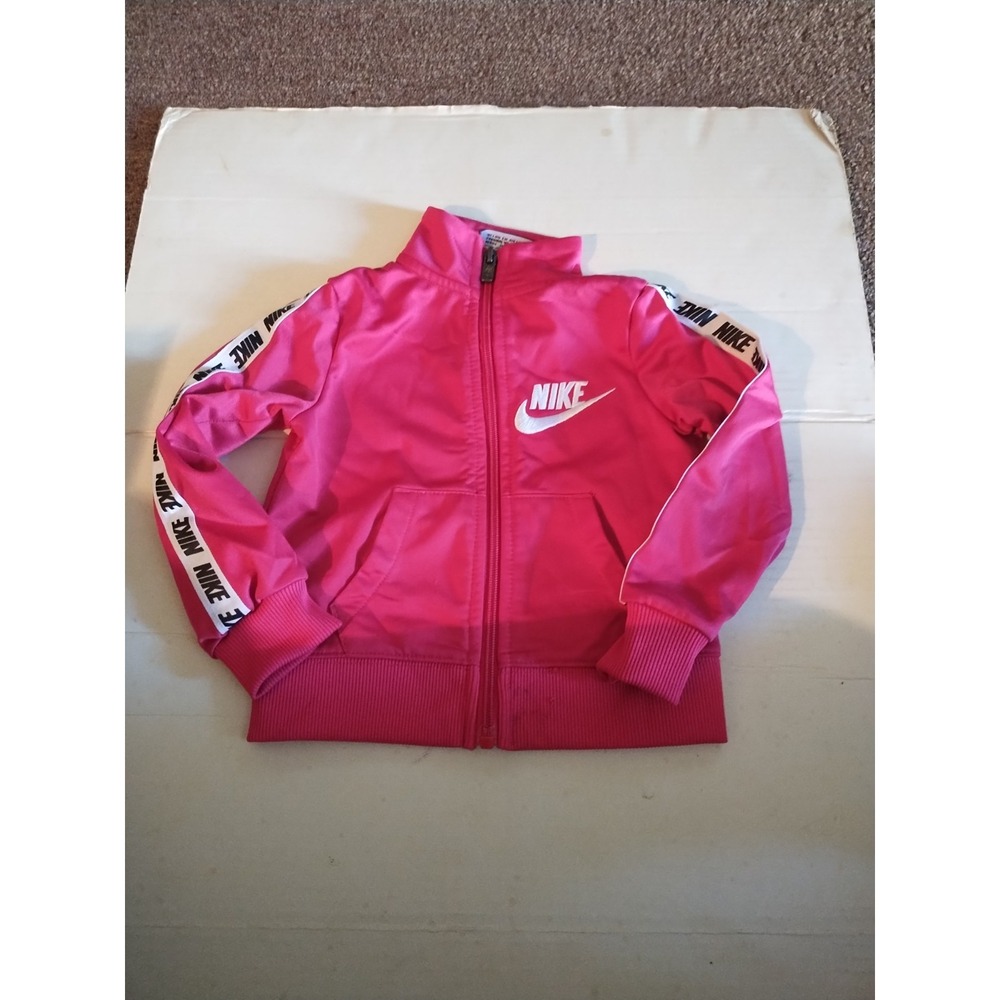 Nike Girls Pink Full Zip Track Jacket Logo Tape Long Sleeve 2T 617844-707